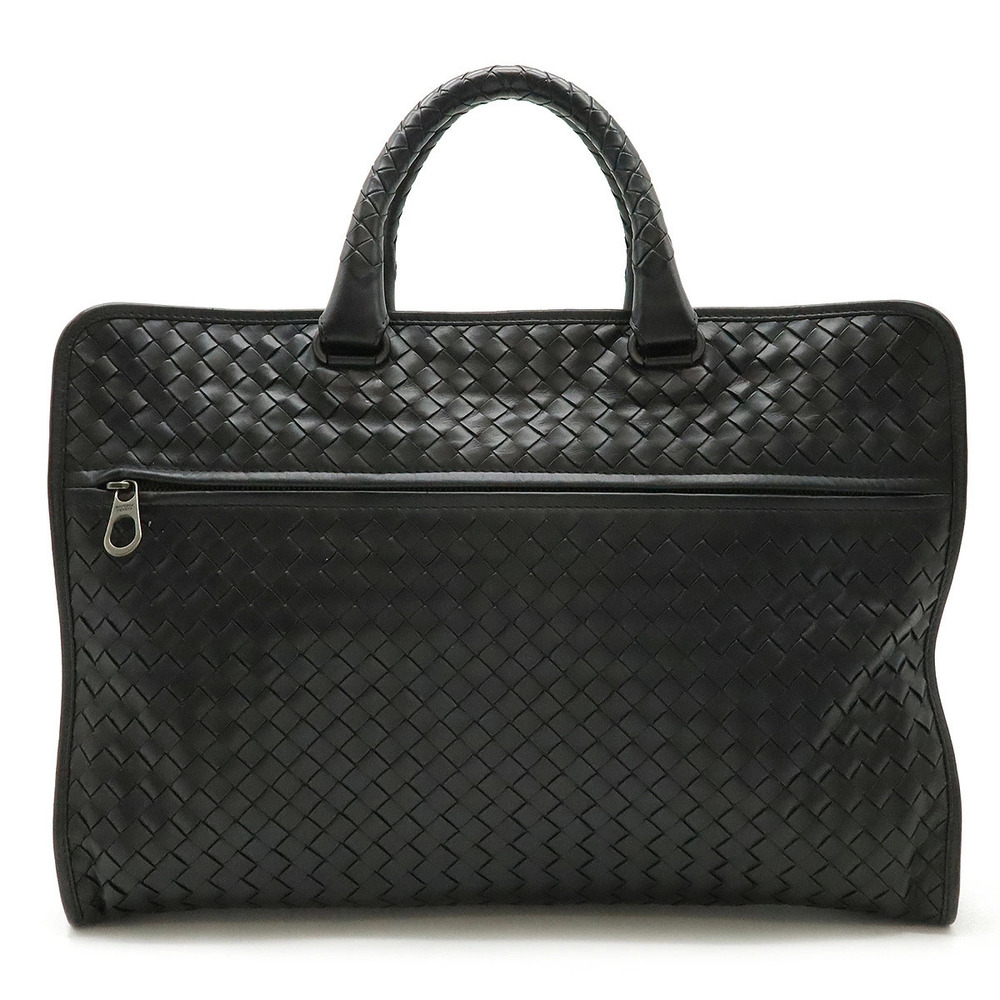 BOTTEGA VENETA Intrecciato Business Bag Briefcase Leather Black Shoulder strap
